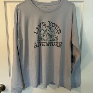 NWT - Eddie Bauer Gray Long Sleeve Graphic Tee